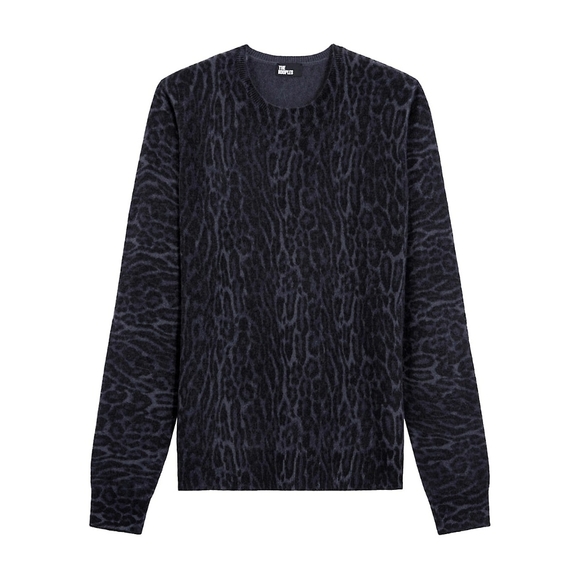 The Kooples Cheetah Leopard Dark Academia Cashmere Sweater - Picture 2 of 12
